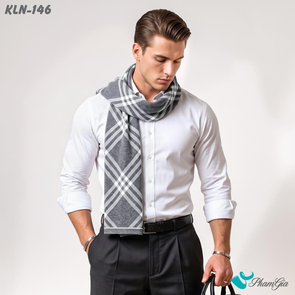 Khăn Choàng Len Cao Cấp Họa Tiết Sang Trọng Và Lịch Lãm Cho Nam (KLN146)