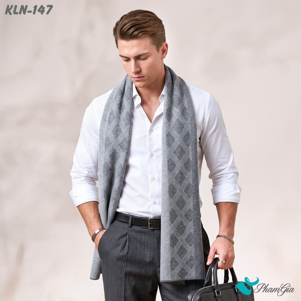 Khăn Choàng Len Cao Cấp Họa Tiết Sang Trọng Và Lịch Lãm Cho Nam (KLN147)
