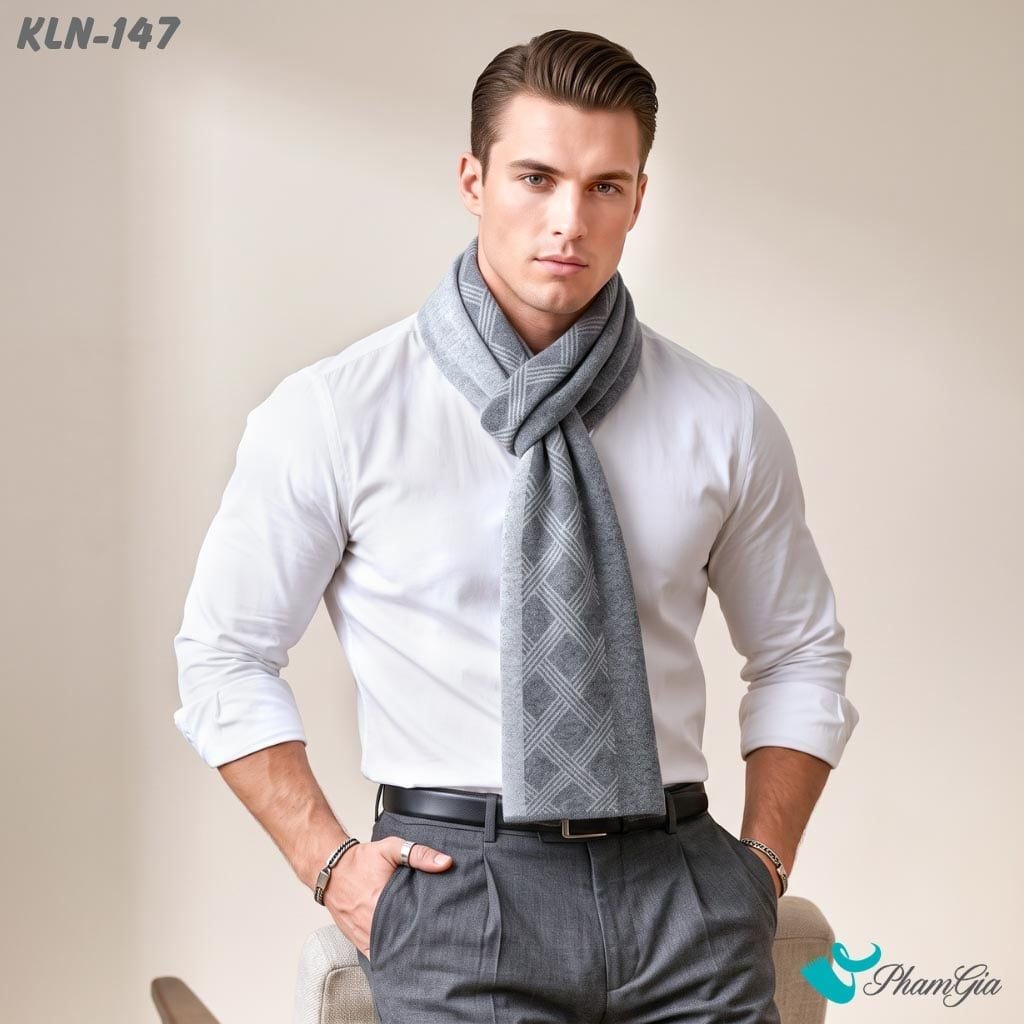 Khăn Choàng Len Cao Cấp Họa Tiết Sang Trọng Và Lịch Lãm Cho Nam (KLN147)