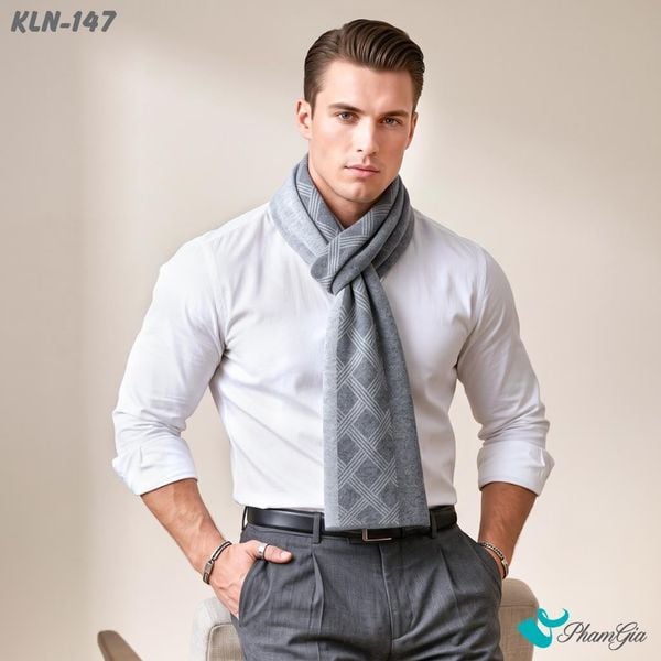 Khăn Choàng Len Cao Cấp Họa Tiết Sang Trọng Và Lịch Lãm Cho Nam (KLN147)