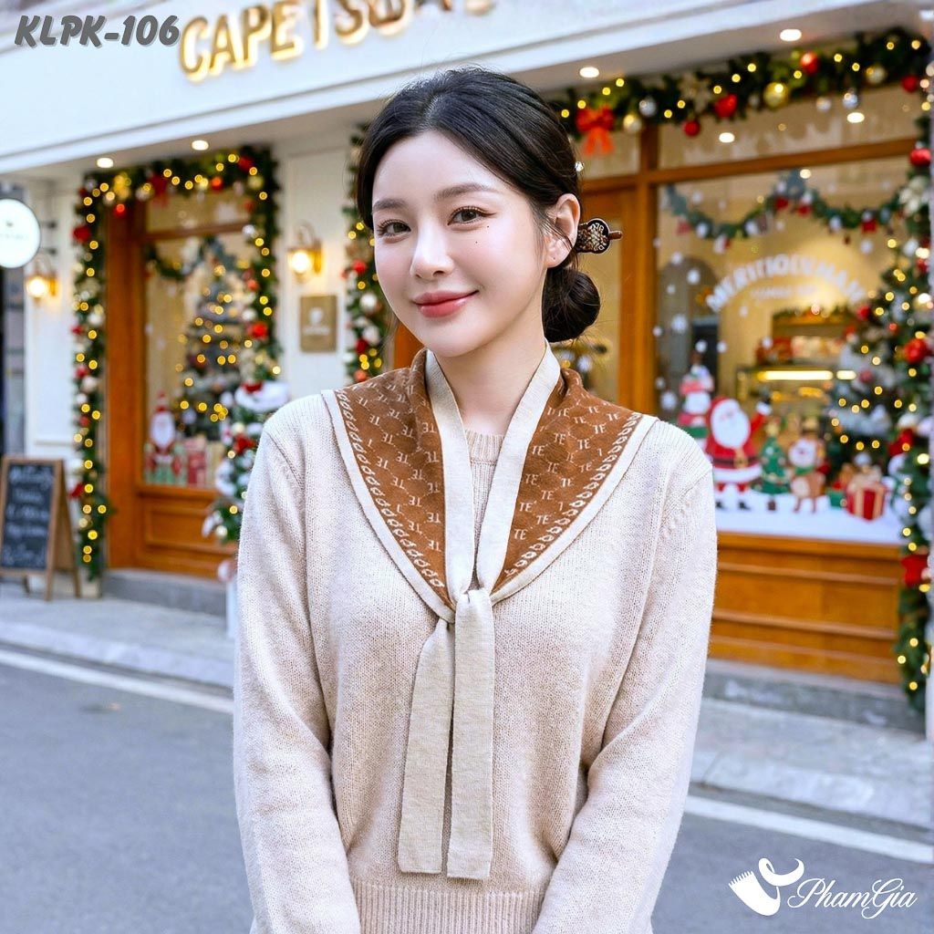 Khăn Len Phụ Kiện Họa Tiết Hiện Đại Phối Màu Kem Nâu Đất (KLPK106)