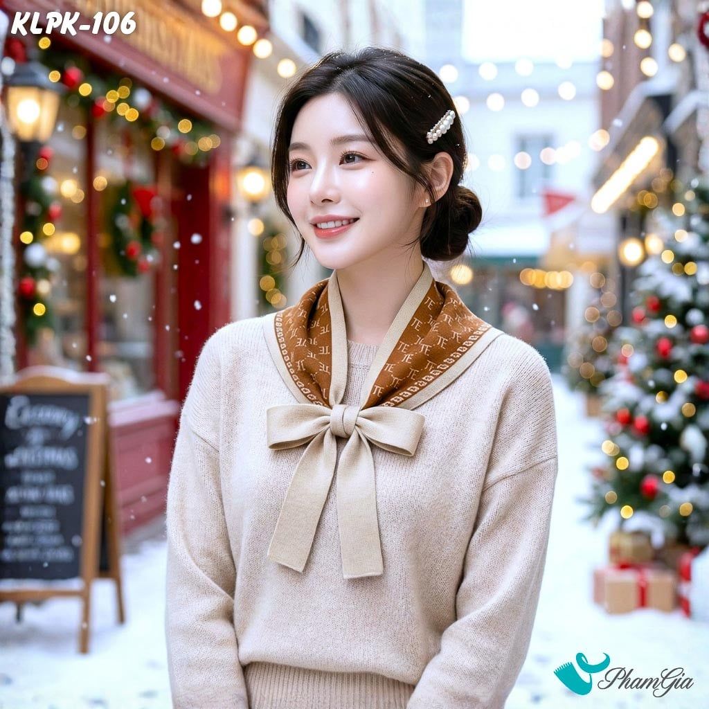 Khăn Len Phụ Kiện Họa Tiết Hiện Đại Phối Màu Kem Nâu Đất (KLPK106)