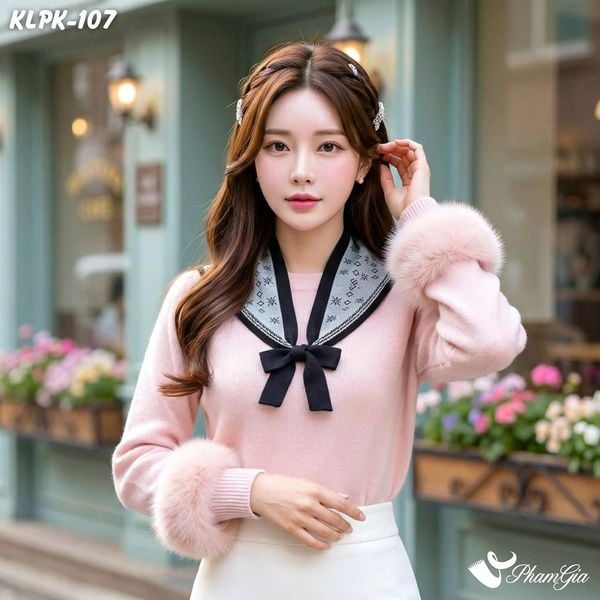 Khăn Len Phụ Kiện Họa Tiết Cá Tính Phối Màu Đen Xám (KLPK107)