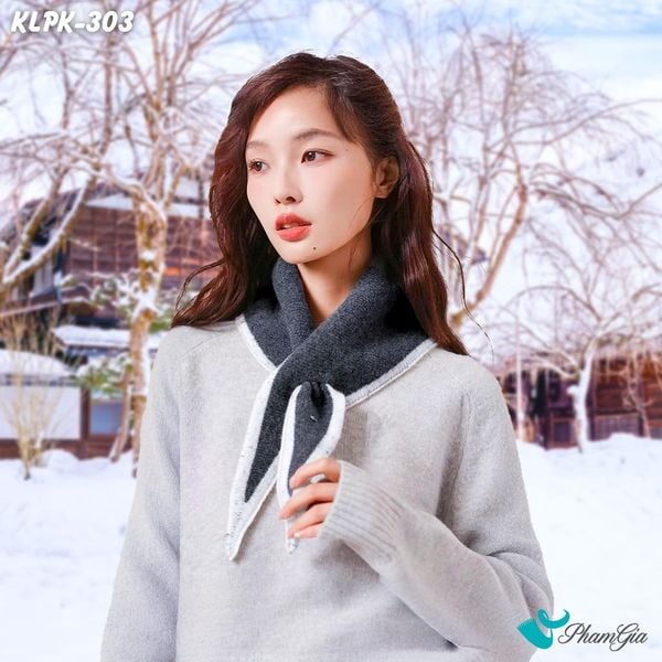 Khăn Len Phụ Kiện Giữ Ấm Thời Trang Cao Cấp Màu Xám Ghi Phối Viền Trắng (KLPK303)