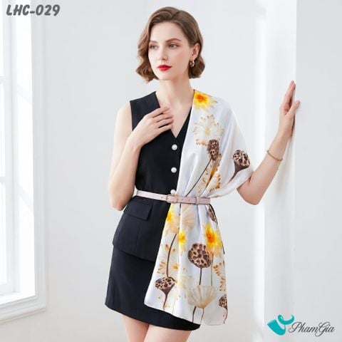 Khăn Choàng Lụa Hương Châu Màu Xanh Baby Ngọc Họa Tiết Đài Sen Tinh Tế (LHC029)