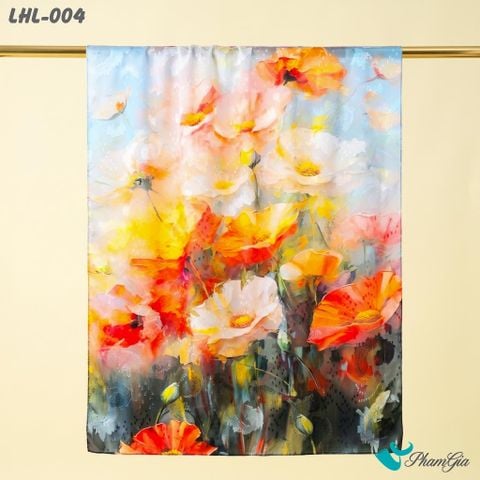 Khăn Choàng Lụa Hoa Linh Cao Cấp Họa Tiết Hoa Sơn Dầu Phối Nhiều Màu Rực Rỡ (LHL004)