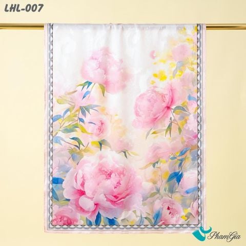 Khăn Choàng Lụa Hoa Linh Cao Cấp Họa Tiết Hoa Mẫu Đơn Màu Hồng Phấn Thanh Lịch (LHL007)