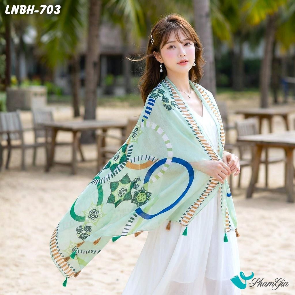 Khăn Choàng Linen Boho Họa Tiết Thổ Cẩm Cá Tính (LNBH703)