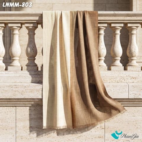 Khăn Choàng Linen Mộc Miên Phối Màu Nâu - Kem (LNMM803)