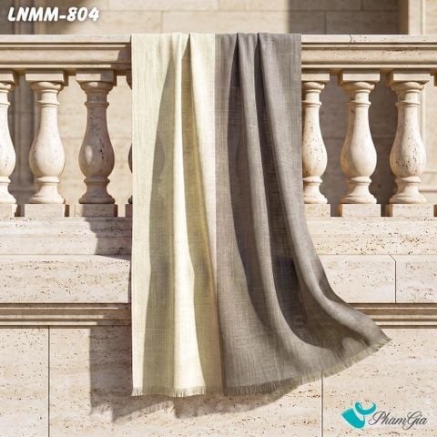 Khăn Choàng Linen Mộc Miên Phối Màu Xám - Kem (LNMM804)