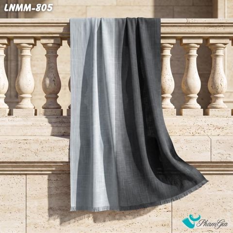 Khăn Choàng Linen Mộc Miên Phối Màu Xám - Ghi (LNMM805)