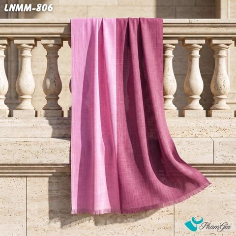 Khăn Choàng Linen Mộc Miên Phối Màu Hồng - Đỏ Mận (LNMM806)