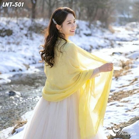 Khăn Choàng Linen Đơn Sắc Cao Cấp Màu Vàng Lông Gà Con (LNT501)