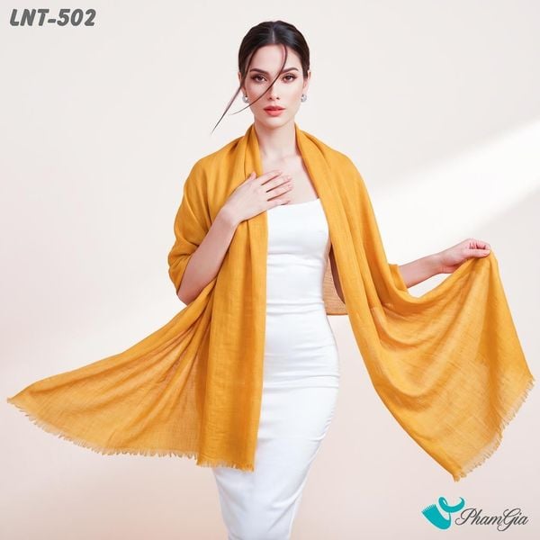 Khăn Choàng Linen Đơn Sắc Cao Cấp Màu Vàng Nghệ (LNT502)
