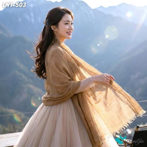 Khăn Choàng Linen Đơn Sắc Cao Cấp Màu Nâu Tây (LNT503)