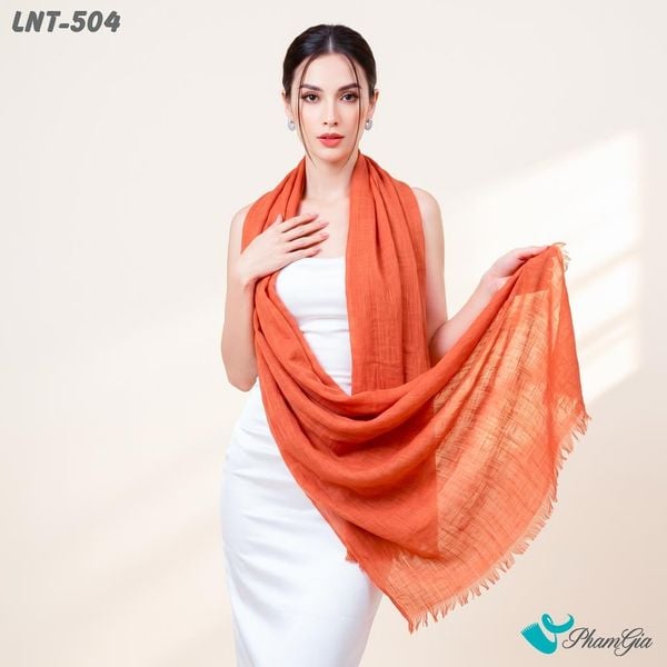 Khăn Choàng Linen Đơn Sắc Cao Cấp Màu Cam Gạch (LNT504)