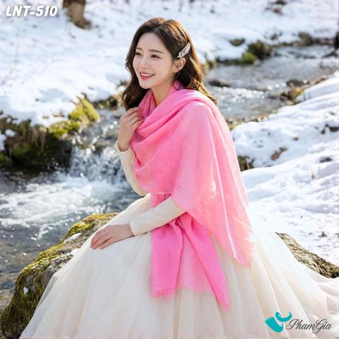 Khăn Choàng Linen Đơn Sắc Cao Cấp Màu Hồng Sen (LNT510)