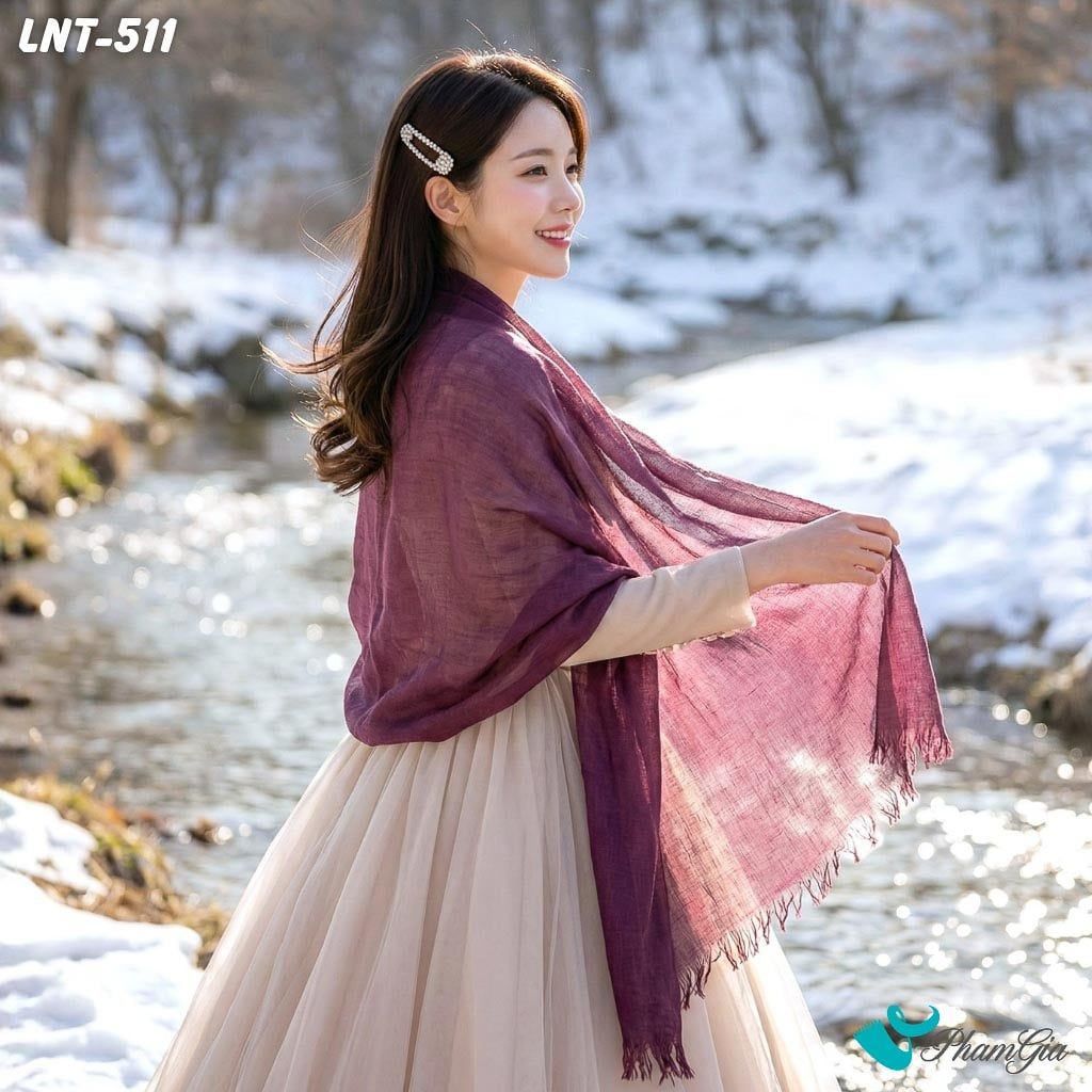 Khăn Choàng Linen Đơn Sắc Cao Cấp Màu Tím Nho (LNT511)