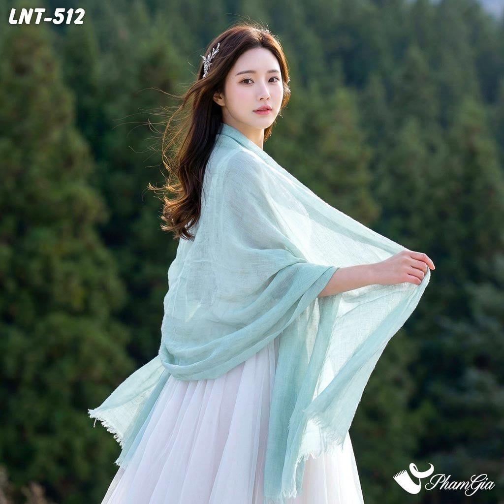 Khăn Choàng Linen Đơn Sắc Cao Cấp Màu Xanh Ngọc (LNT512)