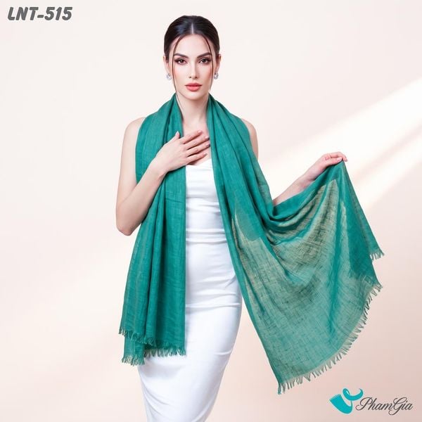 Khăn Choàng Linen Đơn Sắc Cao Cấp Màu Xanh Cẩm Thạch (LNT515)