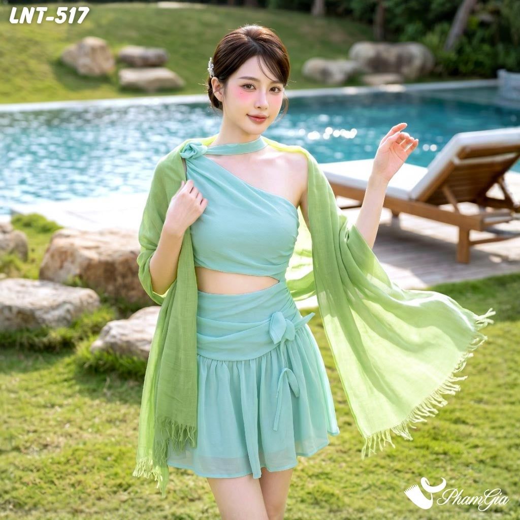 Khăn Choàng Linen Đơn Sắc Cao Cấp Màu Xanh Bơ (LNT517)