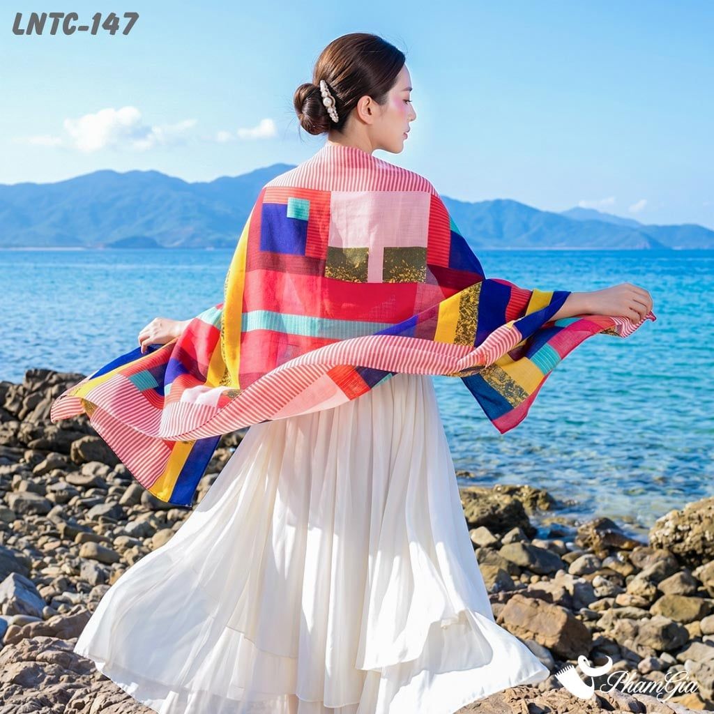 Khăn Choàng Linen Boho Họa Tiết Thổ Cẩm (LNTC147)