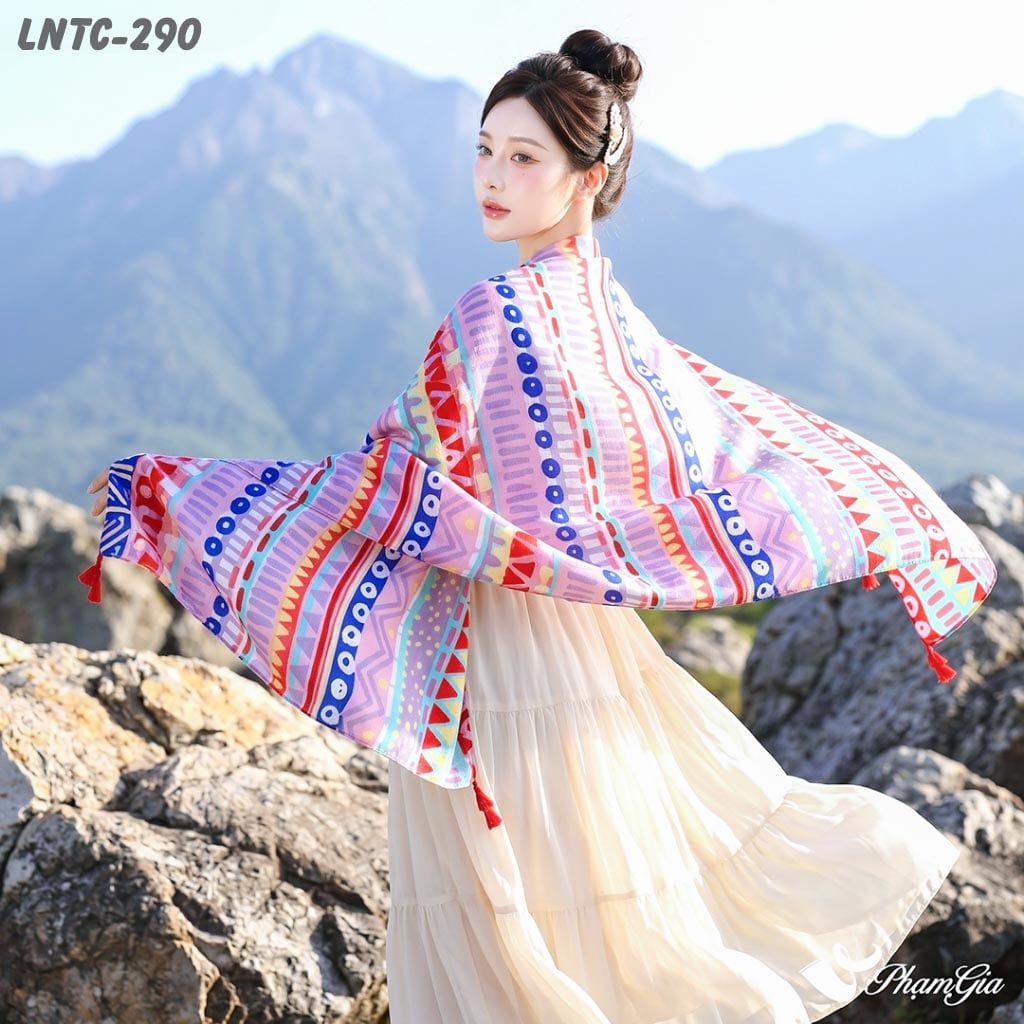 Khăn Choàng Linen Boho Họa Tiết Thổ Cẩm (LNTC290)