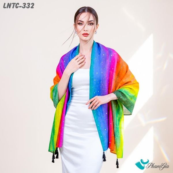 Khăn Choàng Linen Boho Họa Tiết Galaxy Phối Nhiều Màu Rực Rỡ (LNTC332)