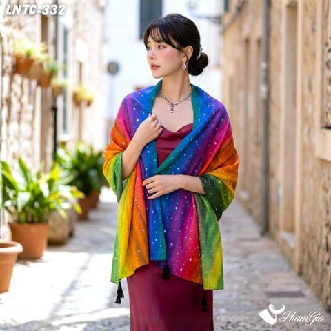 Khăn Choàng Linen Boho Họa Tiết Galaxy Phối Nhiều Màu Rực Rỡ (LNTC332)