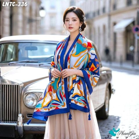 Khăn Choàng Linen Boho Họa Tiết Trừu Tượng Phối Nhiều Màu Nổi Bật (LNTC336)