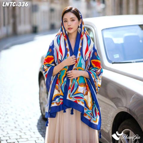 Khăn Choàng Linen Boho Họa Tiết Trừu Tượng Phối Nhiều Màu Nổi Bật (LNTC336)