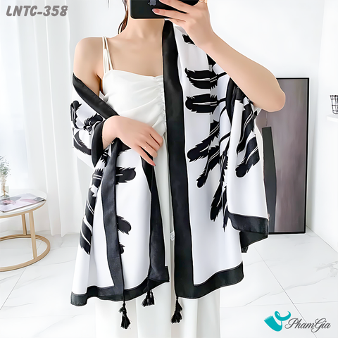 Khăn Choàng Linen Boho Họa Tiết Dreamcatcher Màu Trắng Đen Cá Tính
 (LNTC358)