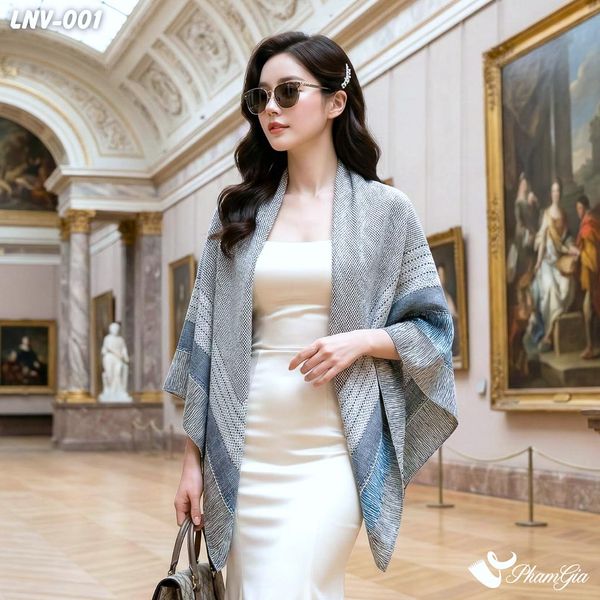 Khăn Choàng Linen Vuông Họa Tiết Minimal Retro Thanh Lịch (LNV001)