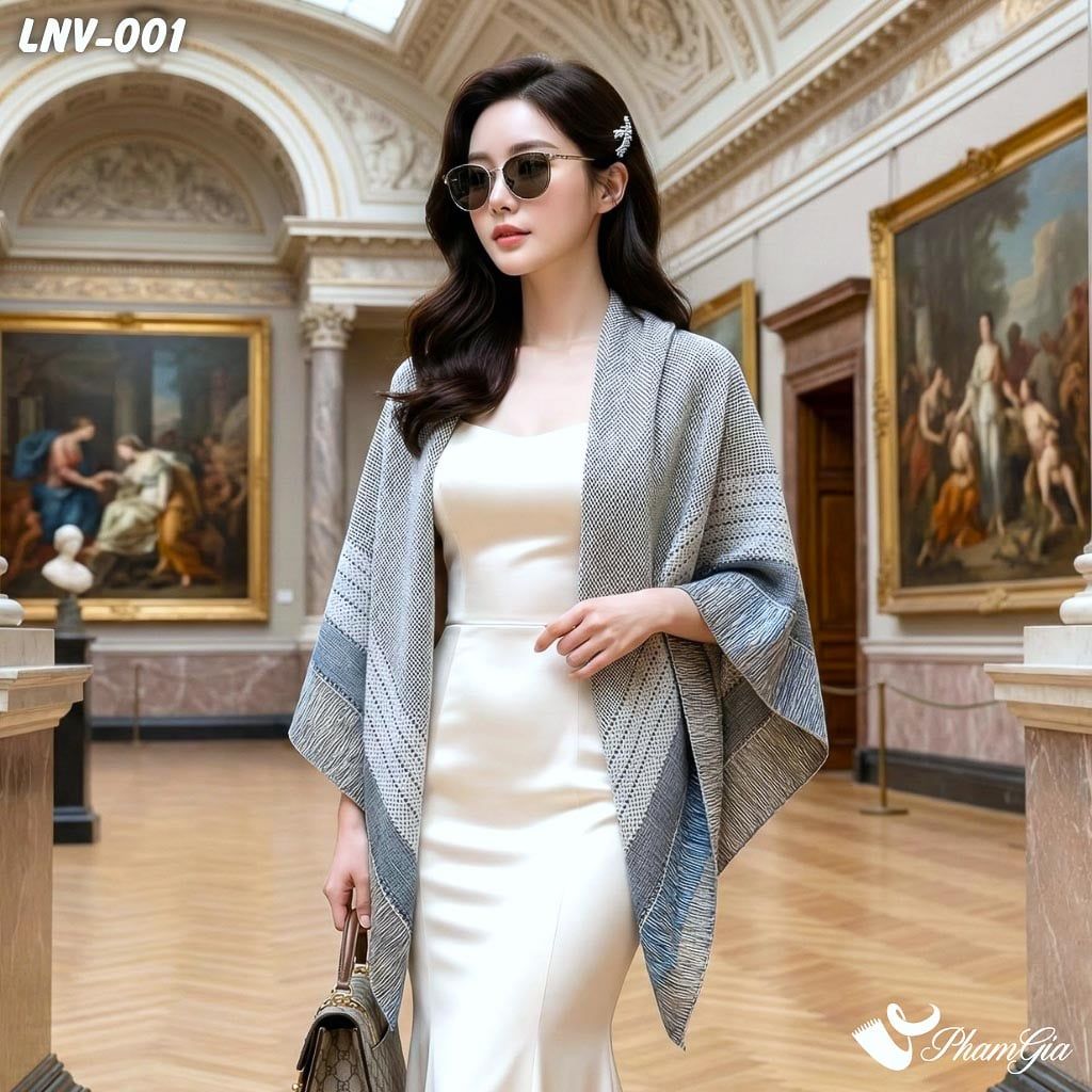 Khăn Choàng Linen Vuông Họa Tiết Minimal Retro Thanh Lịch (LNV001)