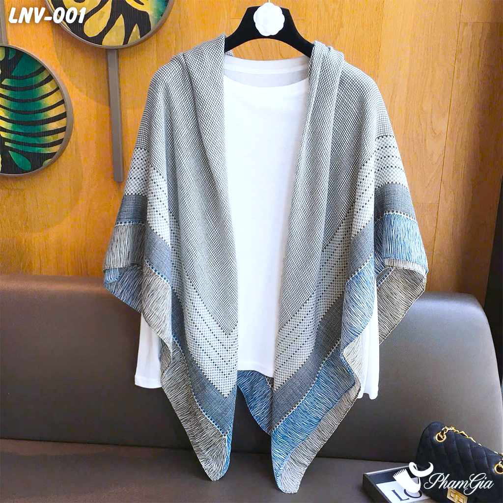 Khăn Choàng Linen Vuông Họa Tiết Minimal Retro Thanh Lịch (LNV001)