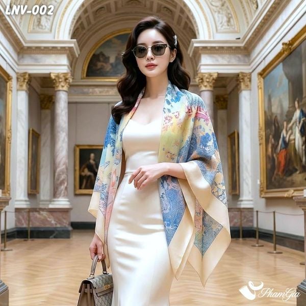 Khăn Choàng Linen Vuông Họa Tiết Botanical Retro Cá Tính (LNV002)