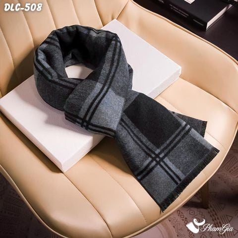 Khăn Choàng Dạ Lông Cừu Cao Cấp Họa Tiết Kẻ Sọc Phối Màu Đen - Xám Ghi Lịch Lãm Cho Nam (DLC508)