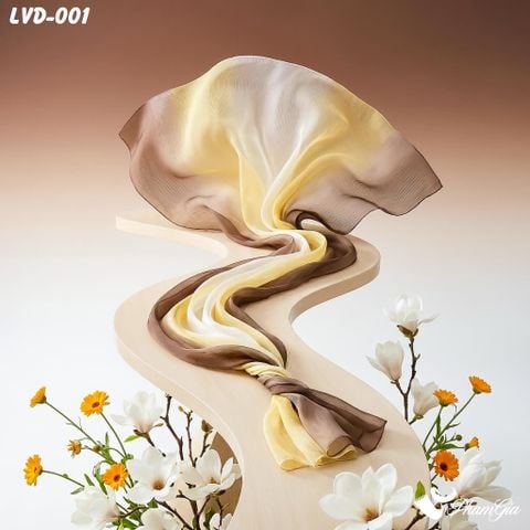Khăn Choàng Lụa Vân Du Ombre Phối Màu Vàng Nâu Sang Trọng (LVD001)