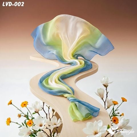 Khăn Choàng Lụa Vân Du Ombre Phối Màu Xanh Dương - Xanh Bơ Thanh Lịch (LVD002)
