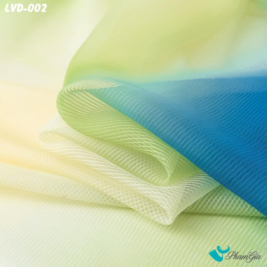 Khăn Choàng Lụa Gân Vân Du Ombre Phối Màu Xanh Dương - Xanh Bơ Thanh Lịch (LVD002)