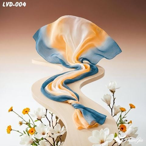 Khăn Choàng Lụa Vân Du Ombre Phối Màu Cam - Xanh Navy Trang Nhã (LVD004)