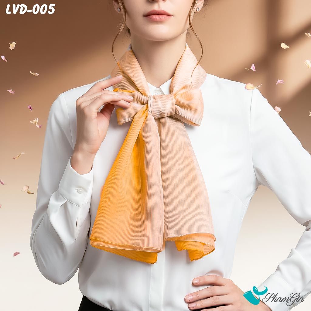 Khăn Choàng Lụa Gân Vân Du Ombre Phối Màu Cam - Xanh Minh Thanh Lịch (LVD005)