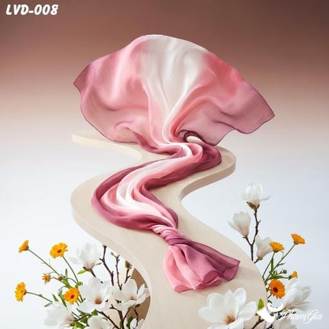Khăn Choàng Lụa Vân Du Ombre Phối Màu Đỏ Đô - Trắng Sang Trọng (LVD008)