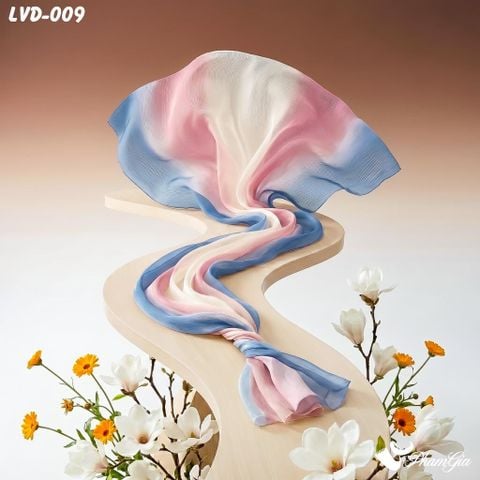 Khăn Choàng Lụa Vân Du Ombre Phối Màu Đỏ Đô - Trắng Sang Trọng (LVD009)
