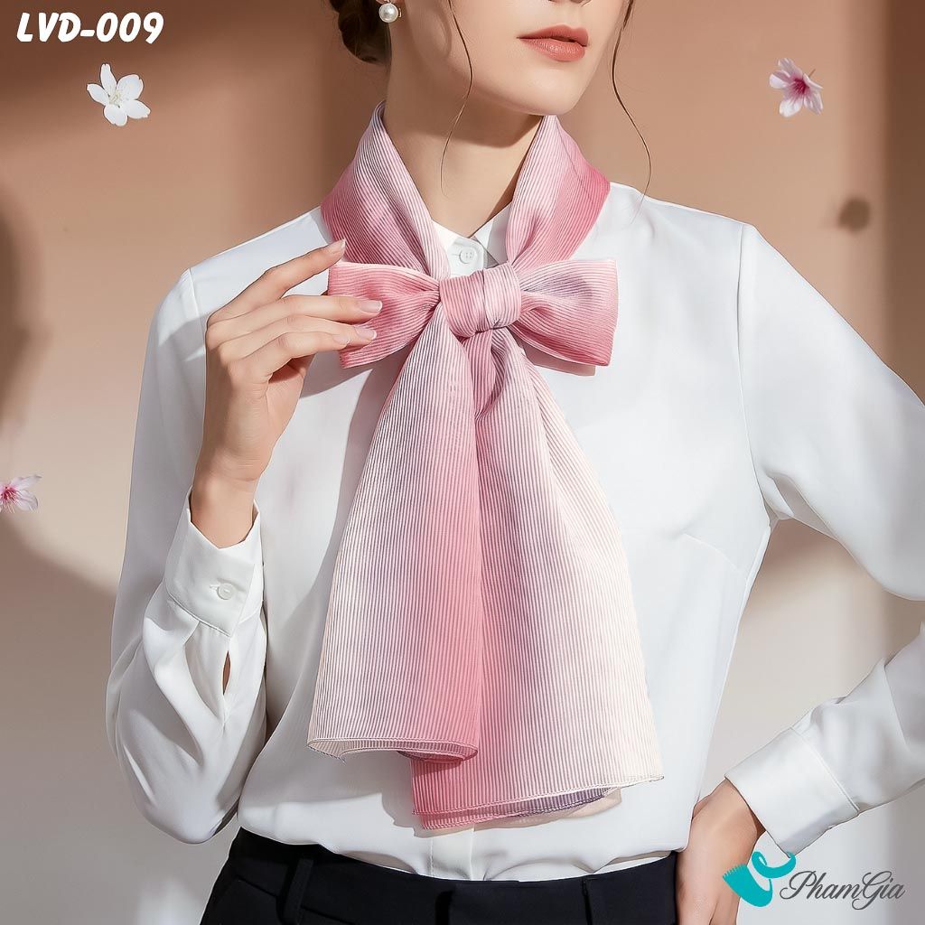 Khăn Choàng Lụa Gân Vân Du Ombre Phối Màu Hồng- Trắng - Xanh Thanh Lịch (LVD009)