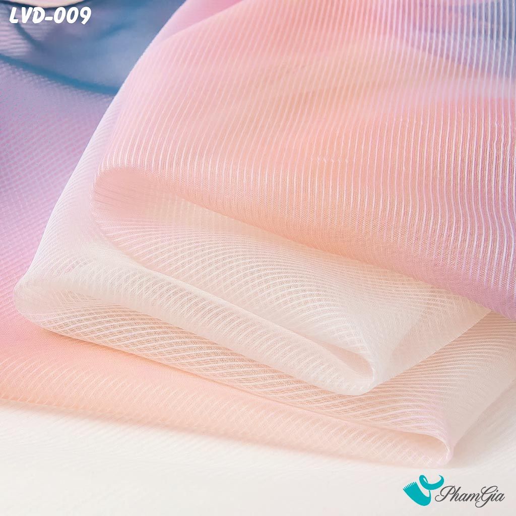 Khăn Choàng Lụa Gân Vân Du Ombre Phối Màu Hồng- Trắng - Xanh Thanh Lịch (LVD009)