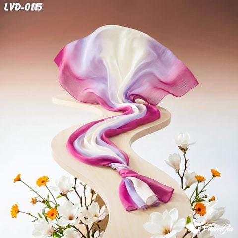 Khăn Choàng Lụa Vân Du Ombre Phối Màu Đỏ Tím - Trắng Thanh Lịch (LVD011)