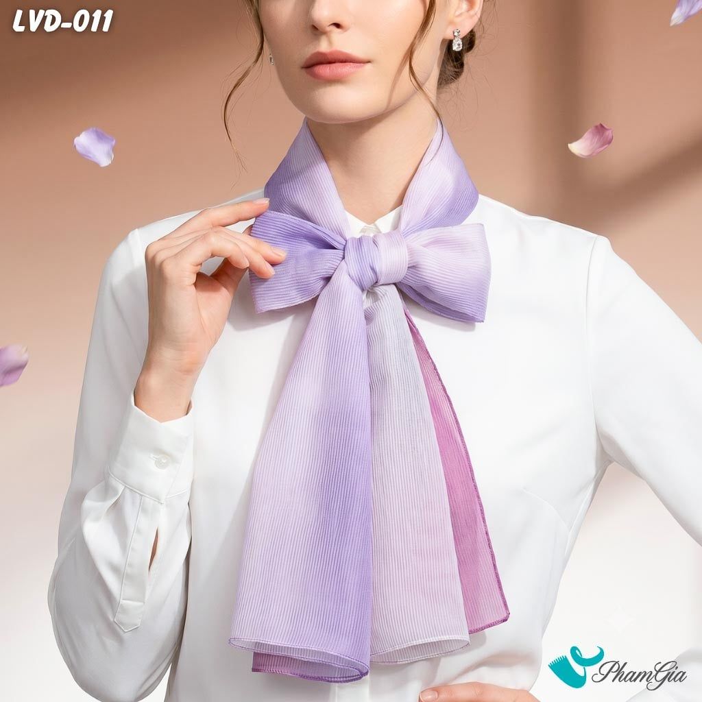 Khăn Choàng Lụa Vân Du Ombre Phối Màu Đỏ Tím - Trắng Thanh Lịch (LVD011)