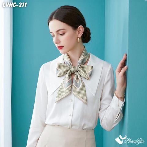 Khăn Lụa Vuông Hạ Châu 88*88cm 2 Mặt Họa Tiết Postcard Phong Cách Châu Âu Màu Beige Thanh Lịch (LVHC211)