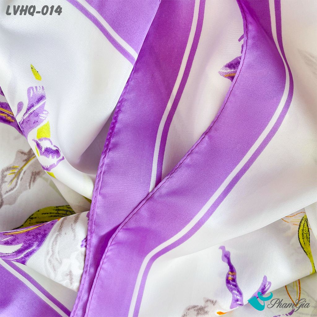 Khăn Lụa Vuông 70*70cm Phong Cách Hàn Quốc Họa Tiết Hoa Ly Tím (LVHQ014)
